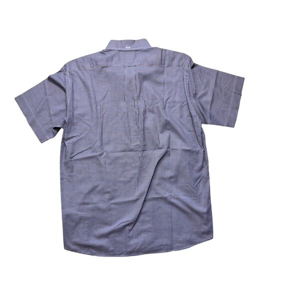 Faconnable Mens Button Down Red White Blue Check Plaid Short Sleeve Shirt Medium - Picture 2 of 9